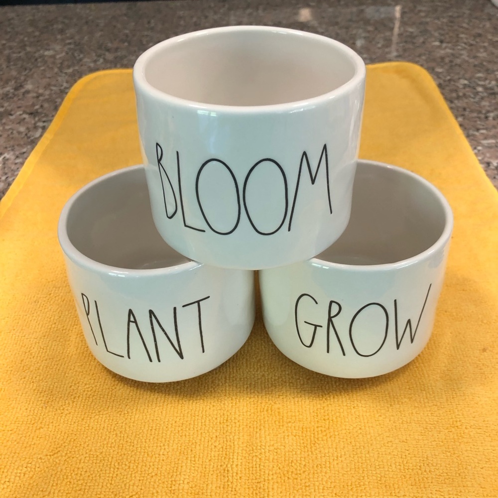 RAE DUNN "PLANT" "GROW" "BLOOM" Succulent Garden Planter